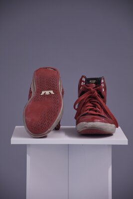 Red clown shoes worn by Joy Powers, Ringling Brothers and Barnum & Bailey Circus Clown