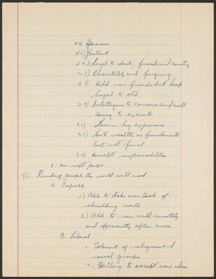 Cornell University Orientation 100 term paper, "What I want from my education." 1944.