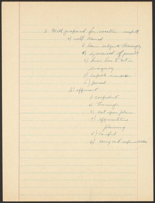 Cornell University Orientation 100 term paper, "What I want from my education." 1944.